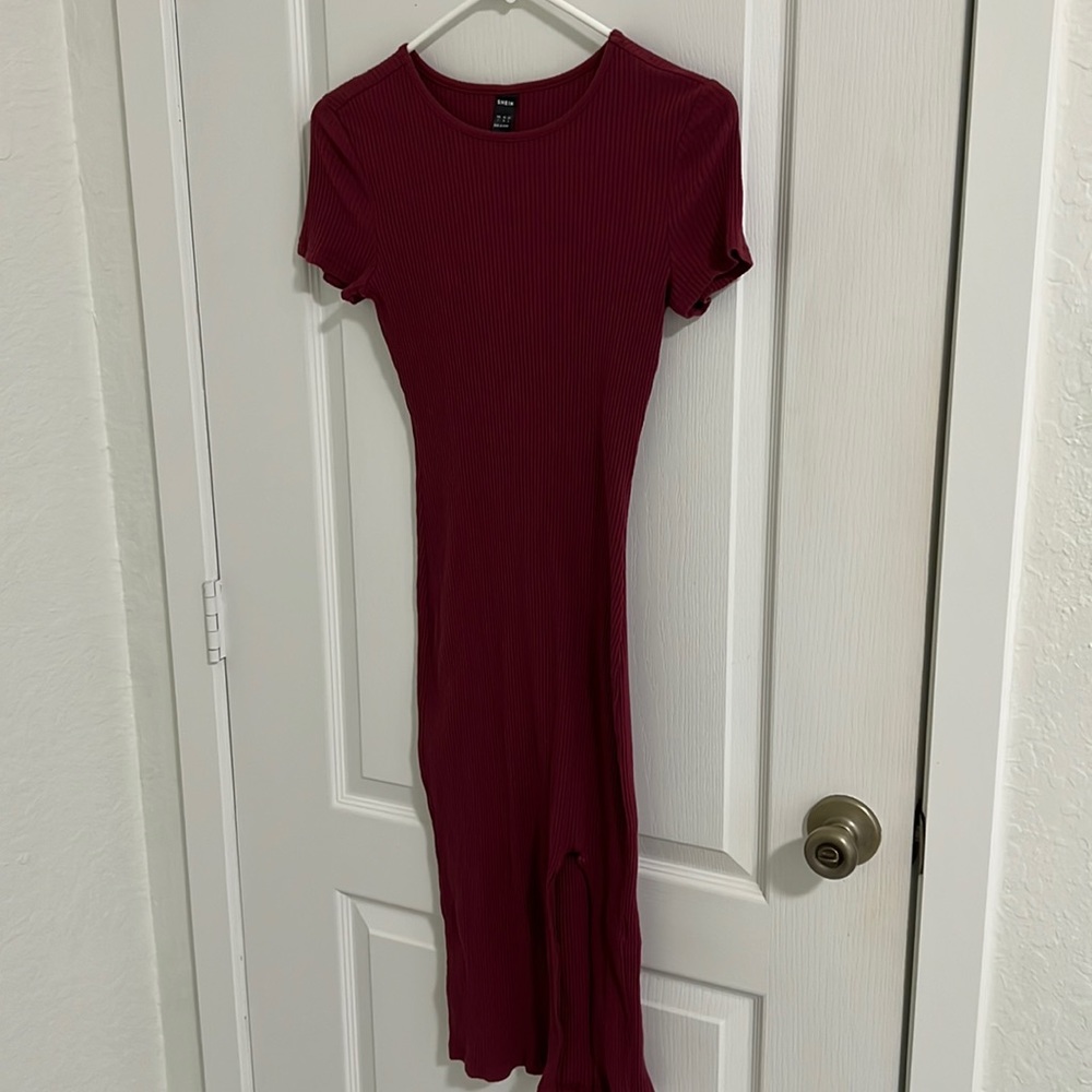 MOVING SALE - MAKE AN OFFER - Shein Bodycon Wine Colored Dress Ribbed